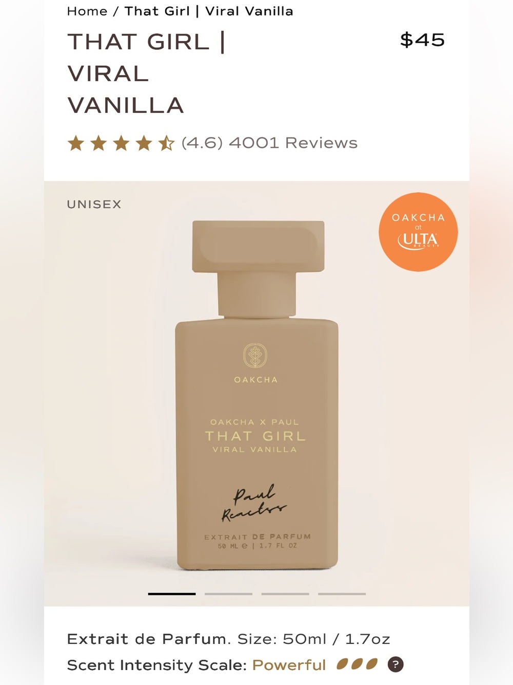 🌼 Oakcha x Paul That Girl Viral Vanilla Extrait de Parfum Paul Reactss 50ml